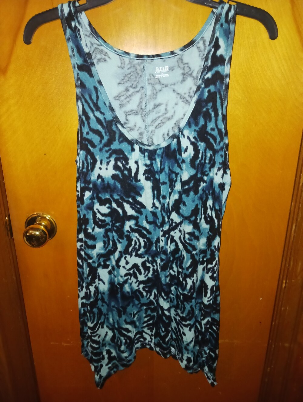 a.n.a Blue and Black Abstract Print Tank Top